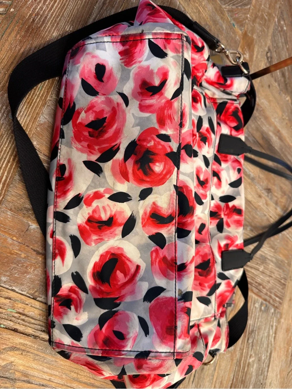 Kate Spade  Red Pink Floral Tote or Baby Bag